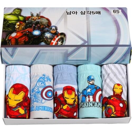 5 Pieces Boxed Disney Boys Panties Cotton Kids Underwear Baby Boy Ironman Print Briefs Panties For Childrens Underpants