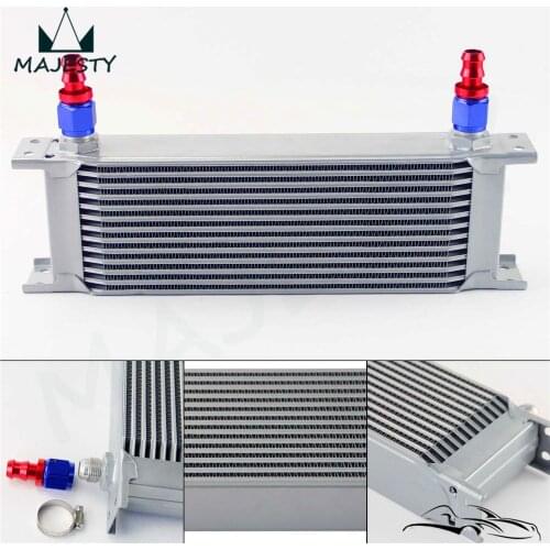 AN8 Universal Row 13 Oil Cooler Aluminum Radiating System Cooling + 2pcs Hose Fittings