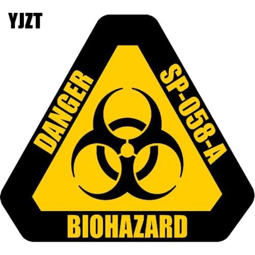 YJZT 12CM*10.7CM DANGER BIOHAZARD Sign Warning Mark personality Car Sticker Reflective Motorcycle Parts C1-7558
