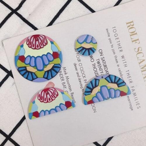 DIY Jewelry Accessories Material Floral Resin Charms 20pcs/Lot Geometry Round Half Acrylic Earring Necklace Bracelet Pendants