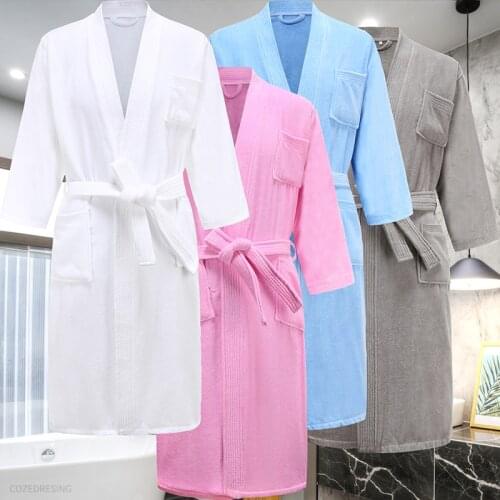 Women Star Hotel 100% Cotton Thick Terry Bathrobe Plus Size Kimono Bath Robe Winter Warm Towel Dressing Gown Sleepwear Men Robes