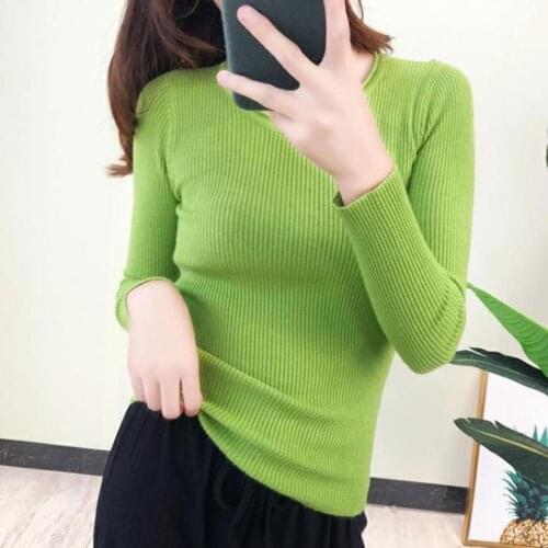 2020 Women Knitted O-neck Sweater Pullovers Spring Autumn Basic Sweaters Slim Fit Pullover