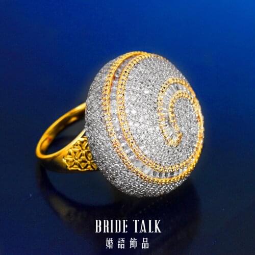 Bride Talk Luxury Big Rings Paved Cubic Zirconia Accessories Engagement Wedding Crystal Shiny Ring For Women Gift High Quality