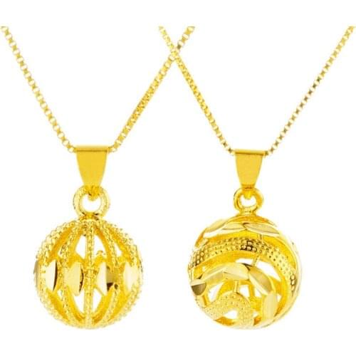 Vintage 24K Gold Pendant for Women Hollow Ball Pendant for Necklace Wedding Engagement Necklace Jewelry Accessories Wholesale