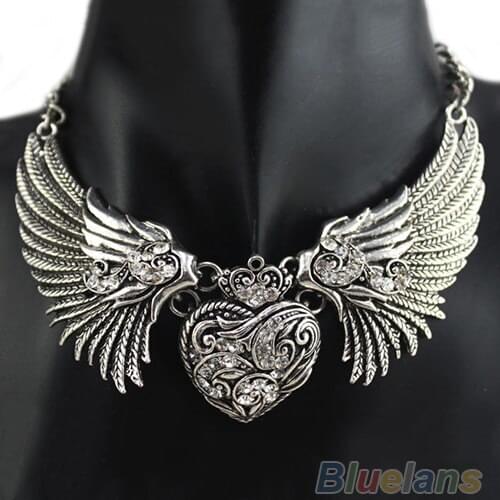 New Hot Rhinestone Angel Wings Chain Collar Dresses Necklaces Women Necklace 1N5X 6ORF