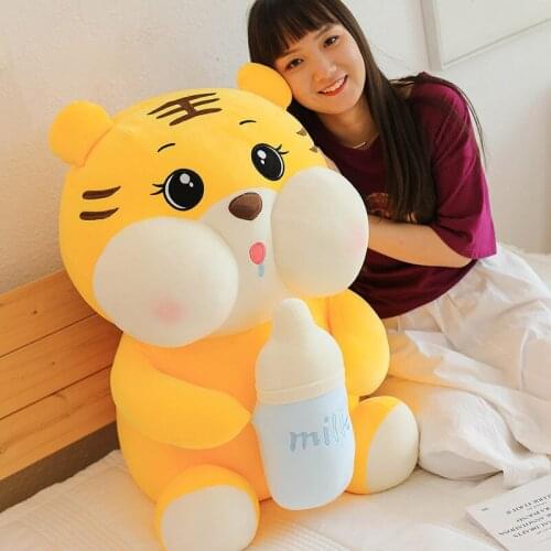 Zqswkl 35/45/55cm cute bottle tiger doll kawaii plush toy soft pillow childrens birthday gift christmas big stuffed toy mascot