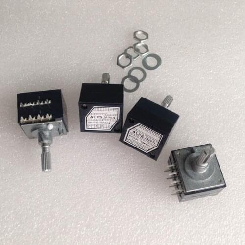 1pcs Potentiometer RH2702 A50K A100 250K Dual 8 Feet Potentiometer / Stereo Speaker Amplifier Volume Potentiometer KA With step