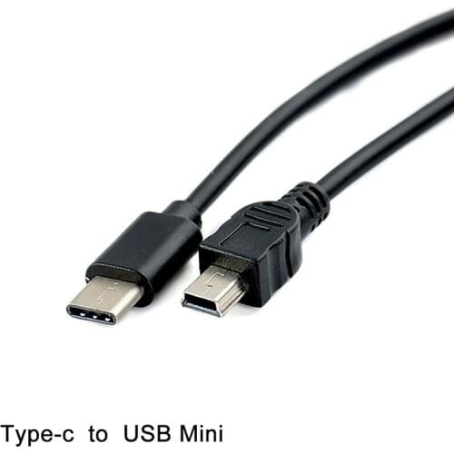 1pcs USB Type C 3.1 Male To Mini USB 5 Pin B Male Plug Converter Type-C to Mini USB Cable Data Cable For Macbook Mobile 30cm
