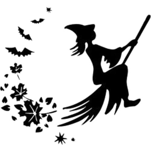 16.7cm*15.4cm Witch Broom Fashion Car Sticker Motorcycle Vinyl Decal Black/Silver S3-5811