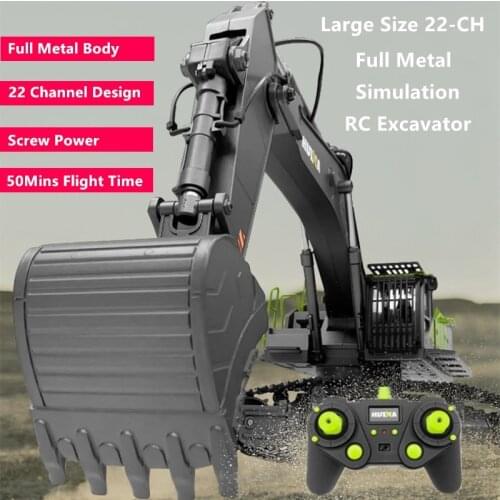 22-CH Full Metal Simulation RC Excavator 1:16 360 Degree Roatation Platform Screw Power 50 Mins Flight Time RC Truck Model Toy