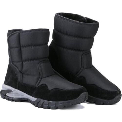 30% Natural Wool Thick Fur Men Snow Boots Plus Size Winter Shoes Warm Waterproof Men Ankle Boots Fur Plush Mans Footwear