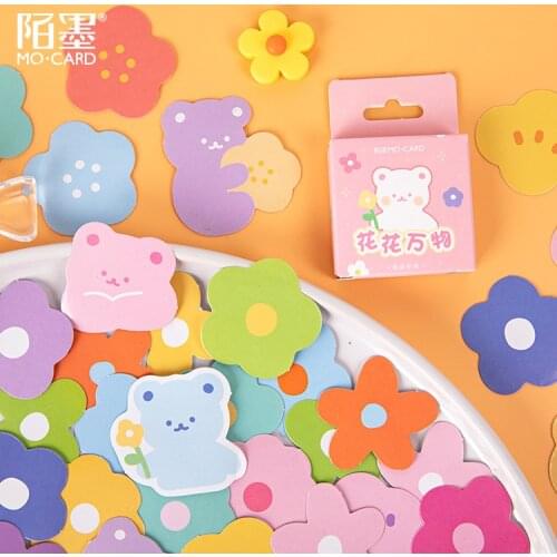 46 Pcs Diy Cute Kawaii Papers Little Bear Face Flower Stickers For Diary Decoration Scrapbooking School Office Stationary