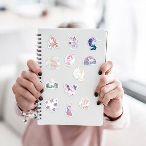 50 Pcs Waterproof PVC Decorative Stationery Stickers For Cute Colorful Glitter Unicorn Stickers Laptops Notebook Skateboard