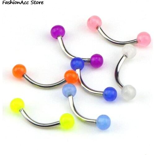 7Pcs Luminous Glow Acrylic Eyebrow Rings Nose Barbell Bars Body Piercing Jewelry