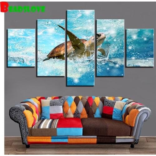 Sea Turtles diamond embroidery full square round diamond painting 5d diy mosaic art beach landscape home decor gift