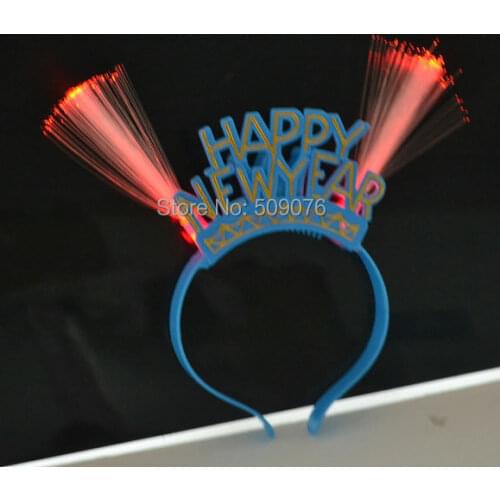 Free shipping 10pcs/lot Light-Up happy new year Headband novelty Decoration led optical fiber headwear for christmas party bar