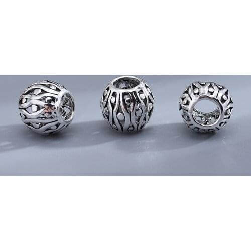 Handmade 925 Silver Beads Sterling Jewelry Beads Large Hole Good Luck Symbol Jewelry Beads DIY Bracelet Findings