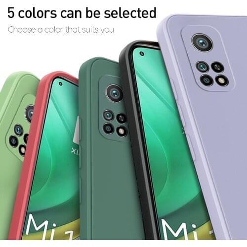 For Xiaomi Mi 11 10T Pro Case Square Liquid Silicone Camera Protection Fashion Couple protective Back Cover For Xiaomi Mi 9 8 Se