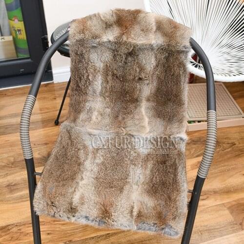 CX-D-135D Natural Color Winter Furry Floor Carpets and Rugs Genuine Rabbit Fur Throw