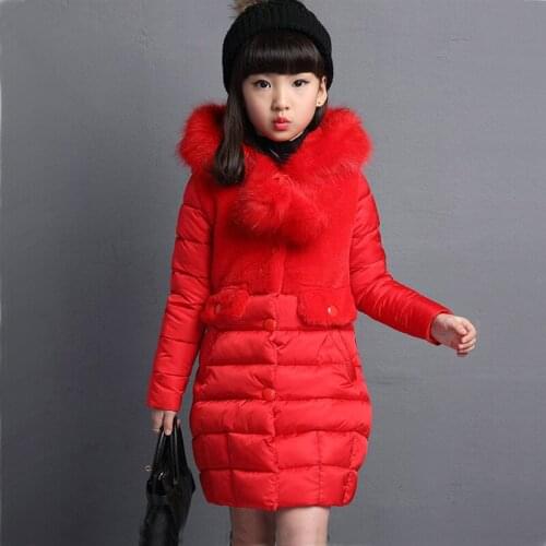 Winter Girl Hooded Cotton Outerwear Coat For Girls Parkas Kids Thick Warm Clothes Long Children Down Jacket 4 6 8 10 12 Years