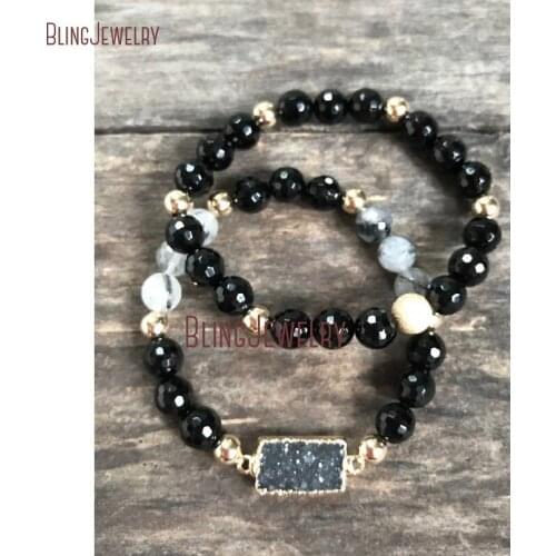 Druzy Bracelet Druzy Stretch Beaded Onyx Bracelet Stacking Healing Bracelets BM16077