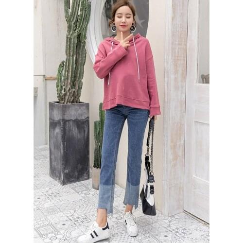 Pregnant mother stomach lift jeans new maternity pants spring and autumn comfortable pregnant mother hit straight trousers tide