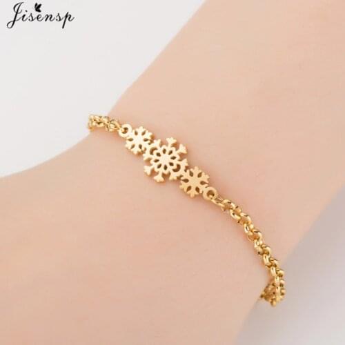 Jisensp Fashion Snowflake Flower Bracelets for Women Christmas Jewelry Gift Adjustable Chain Bracelet & Bangle Pulseira Feminina