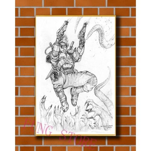 K034 Science Fiction Mech Warrior Robot Monster Originality Custom Silk Poster Home Deco Wall Art Christmas Gift