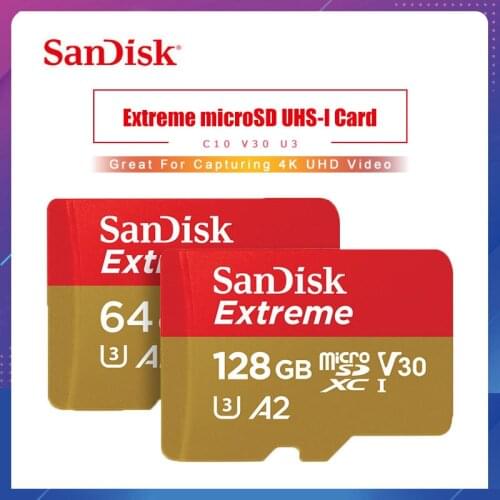 Sandisk Extreme Micro SD Card 128g envio gratis Memory Card A2 A1 V30 U3 64GB 32GB cartao de memoria TF Flash Card For Free Ship