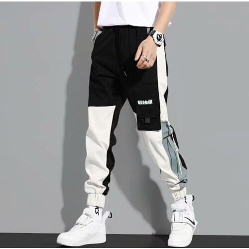Bib Overall Mens Strappy Stitching Drawstring Summer Thin Casual Pants