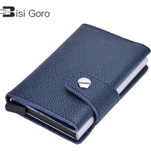 BISI GORO 2021 Credit Card Holder New Men And Women Genuine Leather Cow Leather Vintage Money Bag Mini Small Solid Id Card Case