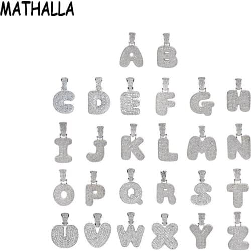 AAA+Cubic Zircon Customize Bubble letter Mens Hip Hop Jewelry Pendant&Necklaces with Tennis Chain