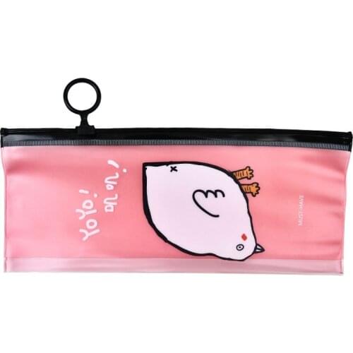 Kawaii Chick Pencilcase Cute Cartoon Simple Sealed Ring Storage Bag Plastic Pencil Case Creative Student Stationery Child Gift
