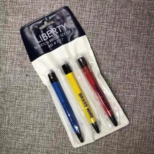Metal Scratch Brush Set of 3 in Fiberglass Steel and Brass for Watch Repair