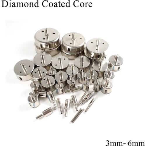 3mm 4mm 5mm 6mm Diamond Coated Core Hole Saw Drill Bit Set Glass Tiles Marble Granite Ceramic Stone Masonry Drilling Bits Cutter