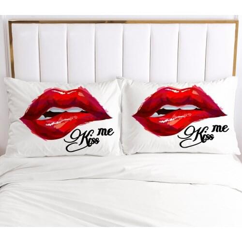 PillowCase Bedding 2PCS Pillow Cases For Bedroom,Home Decoration 50x70cm 50x75cm Pillow Cover Customize Size Me Kiss