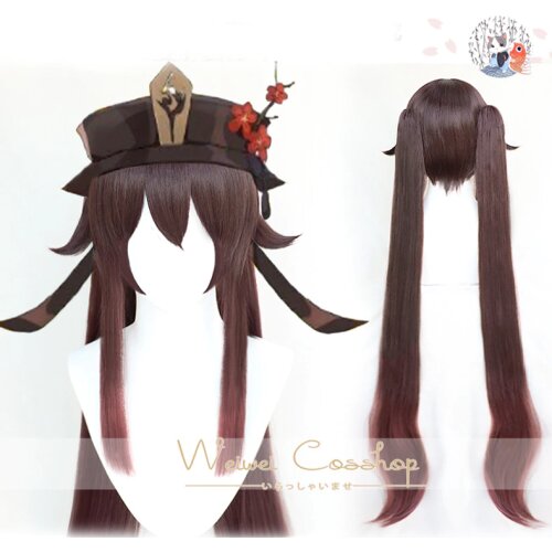 2021 New Game Genshin Impact Hutao Anime Cosplay Hair Heat Resistant Synthetic Wigs Halloween Drop Shipping Free Wig Cap
