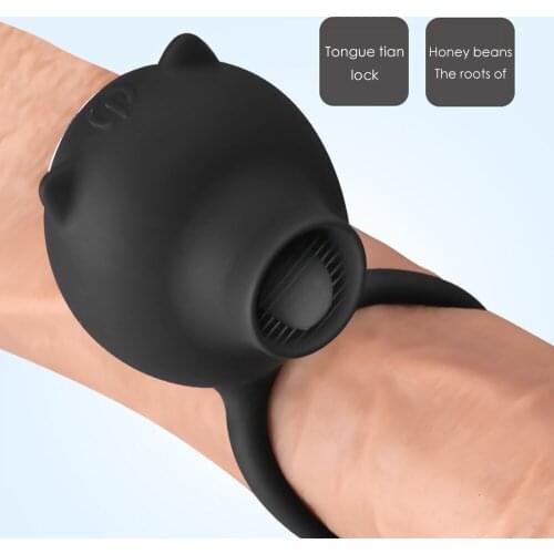 New Silicone Penis Vibrating Cock Ring Rechargeable Tongue Vibrador Clitoris Stimulate Vibrator Sex Toys For Couples Penis Rings