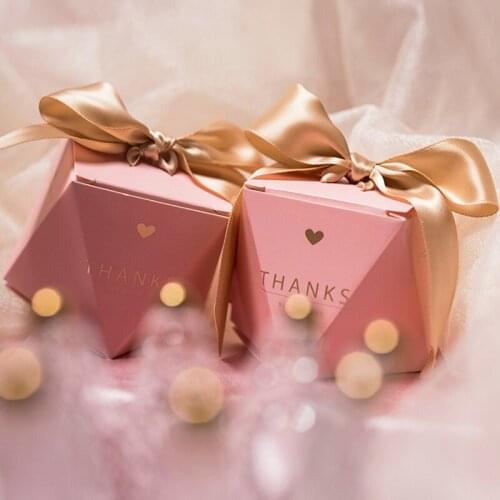 New Creative Pink Candy Boxes Wedding Favors and Gifts Box Party Supplies Baby Shower Paper Chocolate Boxes Package"thank you"