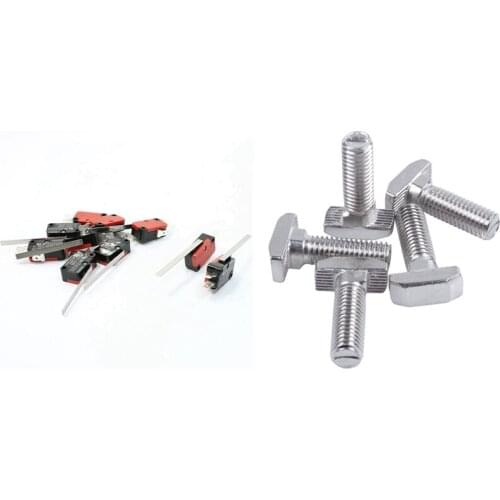 New 10 X Hinge Lever Long Straight Arm Snap Action Microswitch With 5Pcs M8 Thread T-Slot Drop-In Stud Sliding Screw Bolt