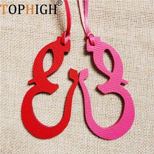 Newly Customer Original Design Genuine Leather Character Alphabet Arabic Letter Keychain Backpack Pendant Ladies Women Bag Charm