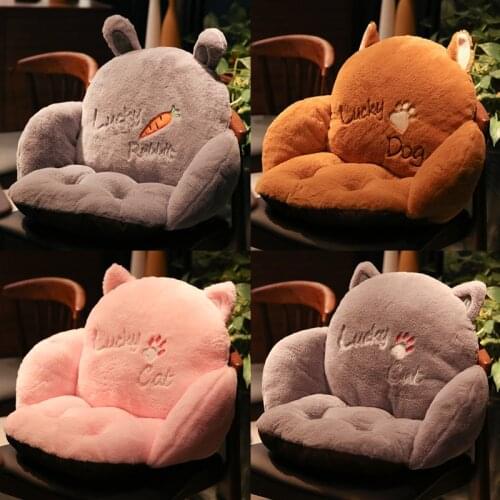 Cushion Office Sedentary Winter Plush Chair Cushion Student Seat Cushion Backrest Integrated Home Seat Cushion