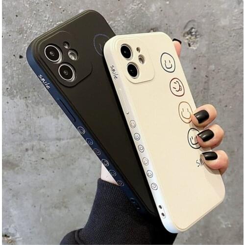 Side Smiling Face Cartoon Phone Case For Iphone 11 12 Pro Max 6 7 8 X XS Max XR SE2 Full Lens Protection Shockproof Case Cover