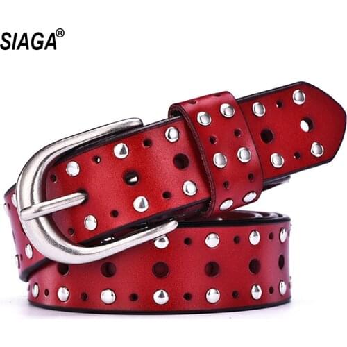 New Design Ladies Genuine Leather Pants Belt Punk Rivet Fashion Wind Belt Factory Direct Selling Accessories FCO117