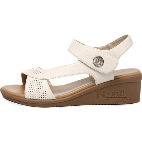 Open Toe Wedge Sandals, Solid Color Velcro Shoes, WomenS Platform WomenS Shoes