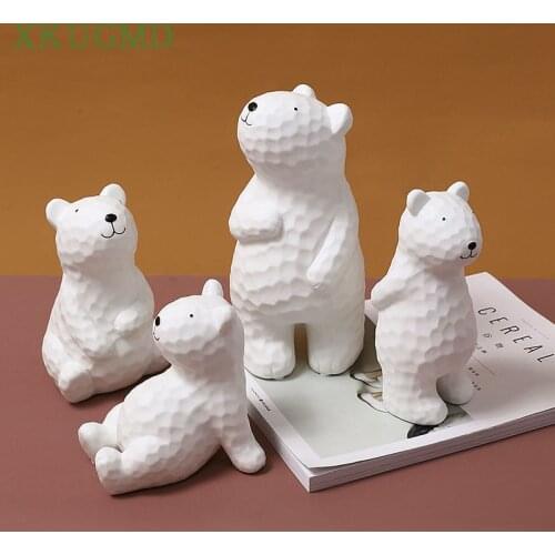 Nordic Creative Ceramic Cute Bear Ornaments Home Living Room TV Cabinet Desktop Statue Furnishings Home Decoration Accessories