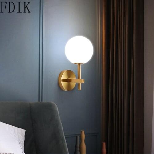 Modern Led Glass Lights Nordic Wall Sconce for Bedside Living Room Aisle Illuminated Mirror Gold Wandlamp Nordic Lighting New