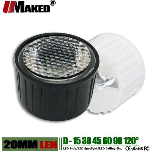 20MM LED Lens with Bracket Holder 1W 3W 5W High power light beads lense 15 30 45 60 120 Angle PMMA Bead face For Floodlight Diy