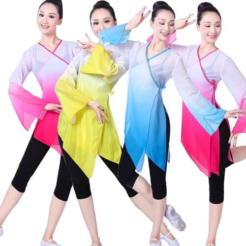 Trajes de baile de Ballet modernos para niñas y mujeres, trajes elegantes de danza china contemporánea Yangko, ropa de práctica