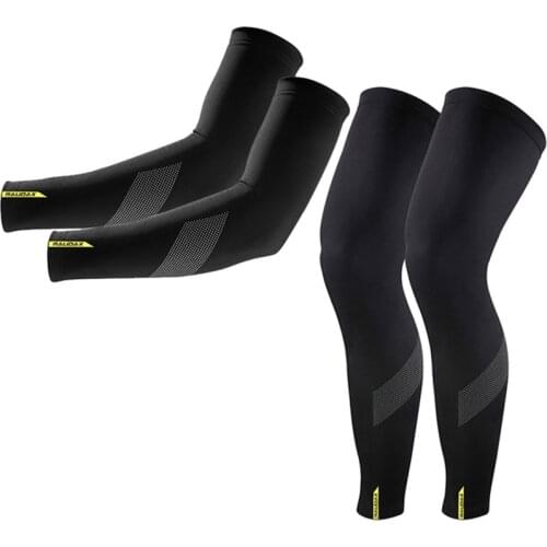 MAVIC Black UV Protection Cycling Arm Sleeve pro team Breathable Bicycle Running Racing MTB Bike Leg Sleeve